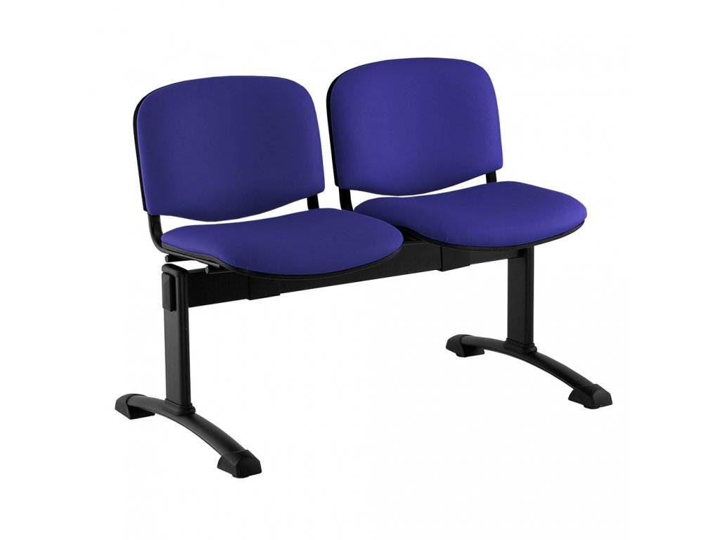 Kožená lavice ISO, 2-sedák - černé nohy, modrá