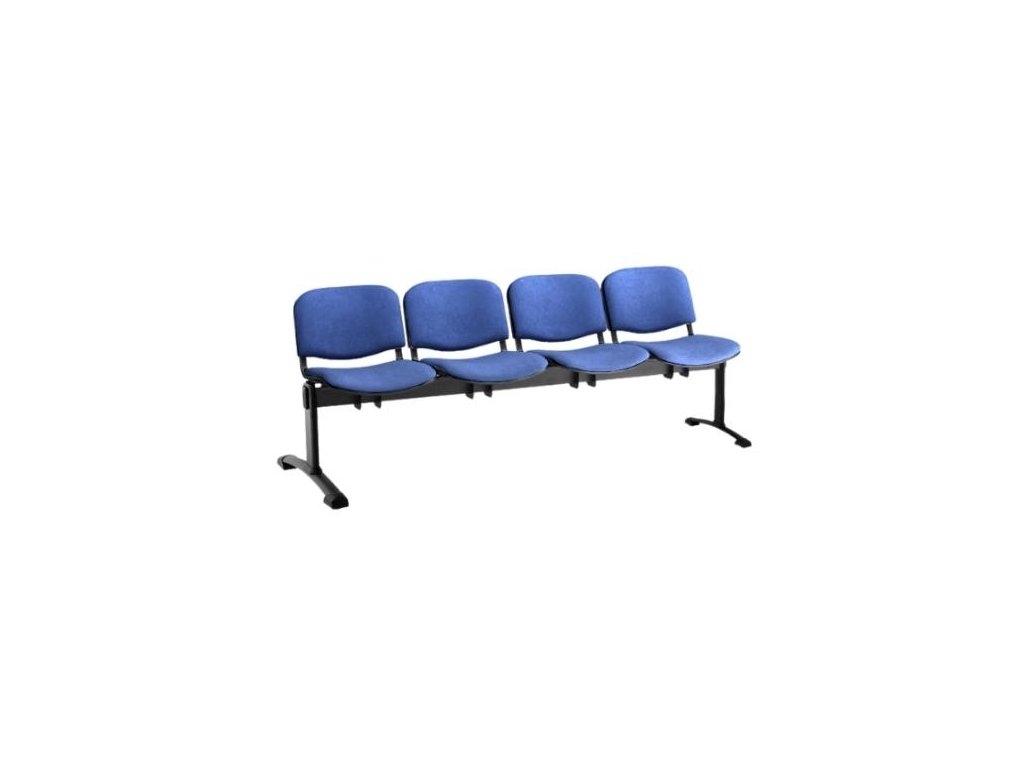 Čalouněná lavice ISO, 4-sedák - černé nohy, modrá