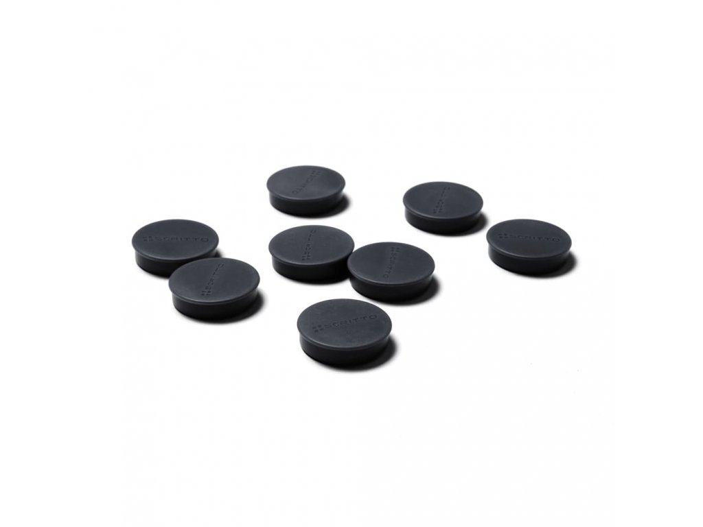 Set magnetů průměr 35 mm, 8 ks, černá