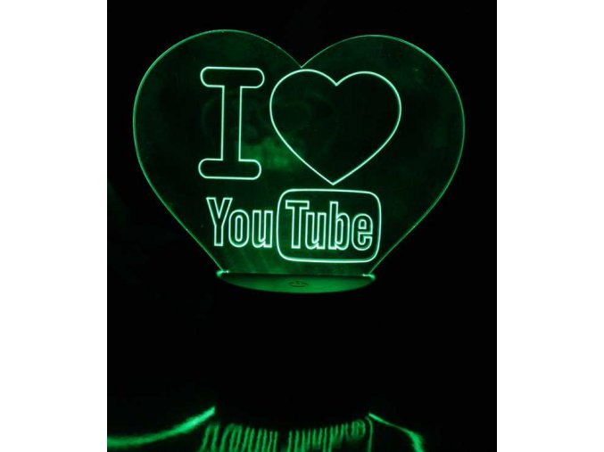 3D lampa "I love youtube" (varianta bez 3D základny, pouze motiv)