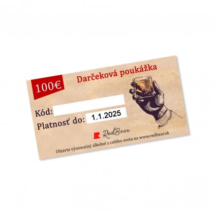 RedBear Darčeková elektronická poukážka 100€ alkohol online distribúcia bratislava veľkoobchod darček karta poukaz