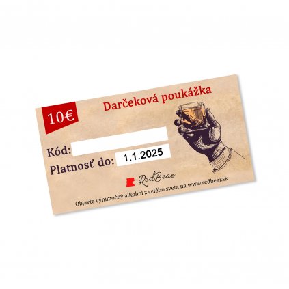 RedBear Darčeková elektronická poukážka 10€ alkohol online distribúcia bratislava veľkoobchod darček karta poukaz