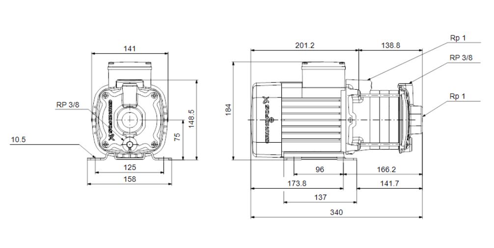 Čerpadlo GRUNDFOS CM3-5 A-R-A-E-AQQE F-A-A-N (97516566) Obrázek