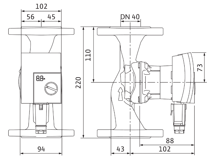 Wilo Yonos PICO1.0 40/1-8 230V 220mm PN10 Rp 2" 4248093 Obrázek