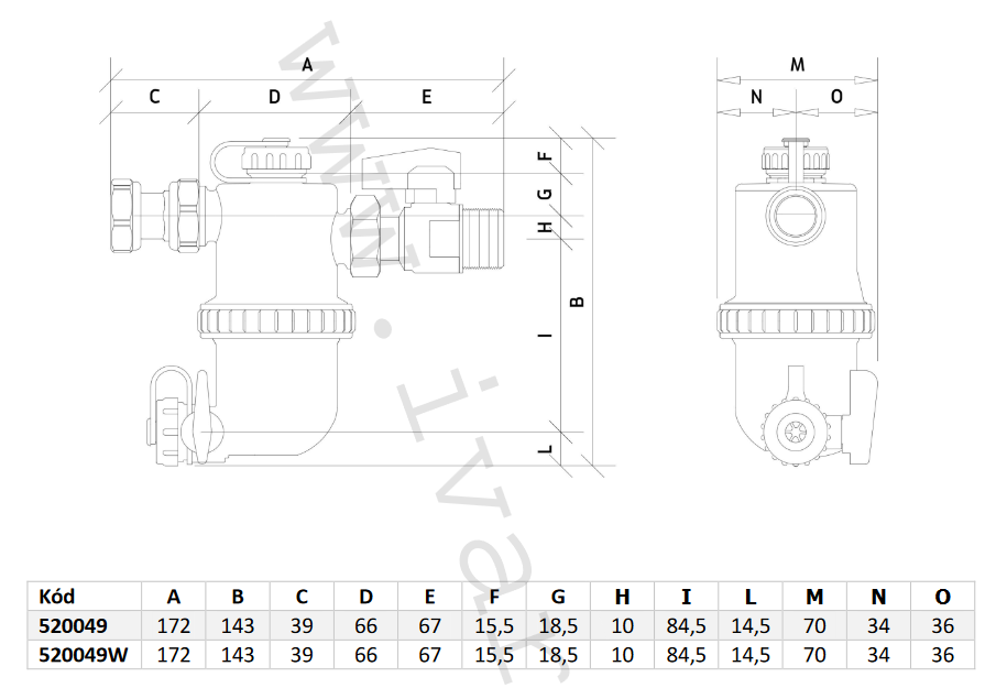 Odstředivý odkalovač s magnetickou vložkou I-MAG XL 3/4" Obrázek