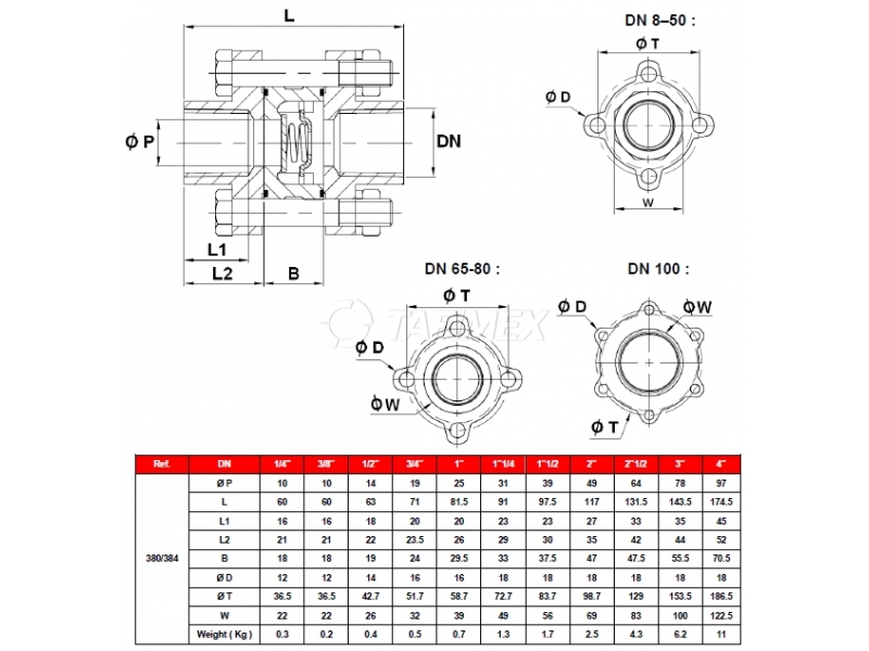 ITAP Zpětná klapka nerezová závit: 6/4" Obrázek