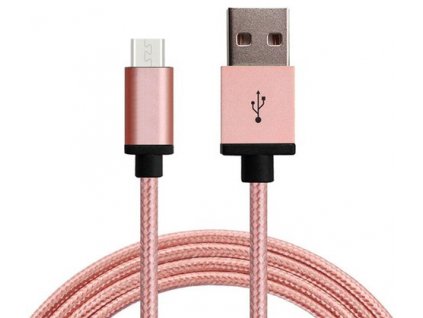 Synchronizační a nabíjecí kabel Micro USB - 1,8m - Světle růžový