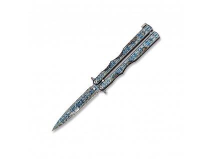 Nůž motýlek RAIN BLUE s ornamenty