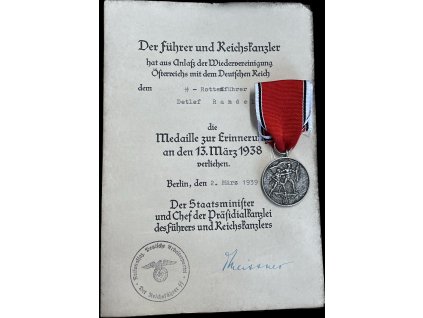 Medaile v upomínku návratu Memelu do Říše 1938 (Medaille zur Erinnerung an die Heimkehr des Memellandes 1938)
