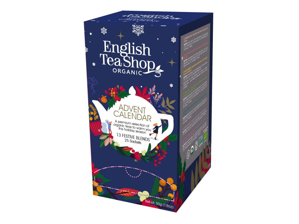 English Tea Shop25 sáčků Čajový Adventní kalendář 13 příchutí bio modrá krabička