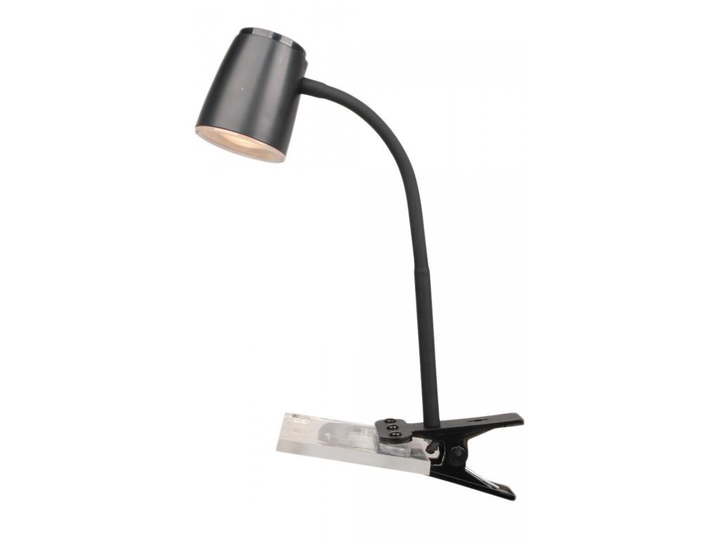 LED moderní stolní lampička s klipem MIA C, černá