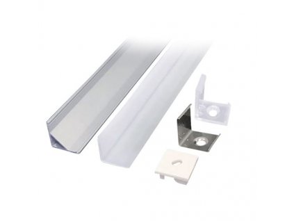 Solight hliníkový profil pro LED pásky rohový, 16x16mm, mléčný difuzor, 1m