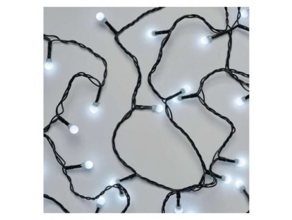 LED venkovní vánoční řetěz CHERRY, 80xLED, studená bílá, 8m, časovač, kuličky, zelený