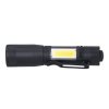 Solight LED ruční kovová svítilna, 3W + COB, 150 + 60lm, AA, černá