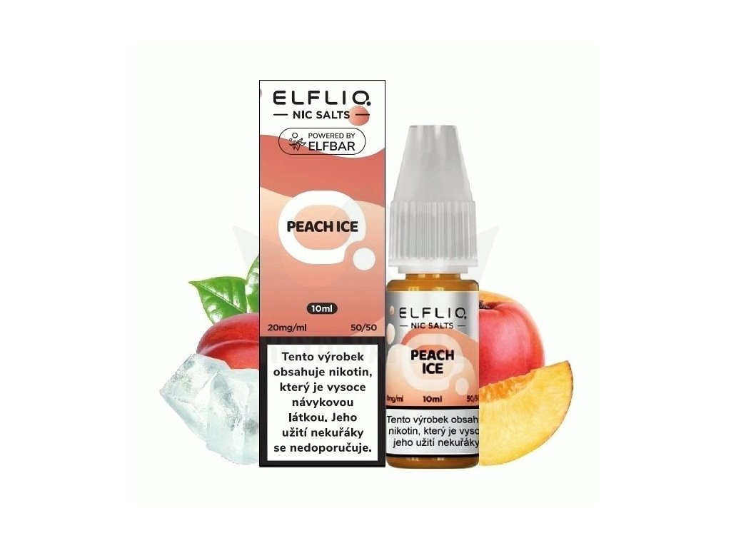 Elf Bar Elfliq - Salt e-liquid - Peach ICE - 10ml - 20mg, produktový obrázek.