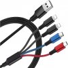 USB datový a nabíjecí kabel 4v1 2x Lighting / 1x micro USB / 1x USB-C - 2.8A, produktový obrázek.