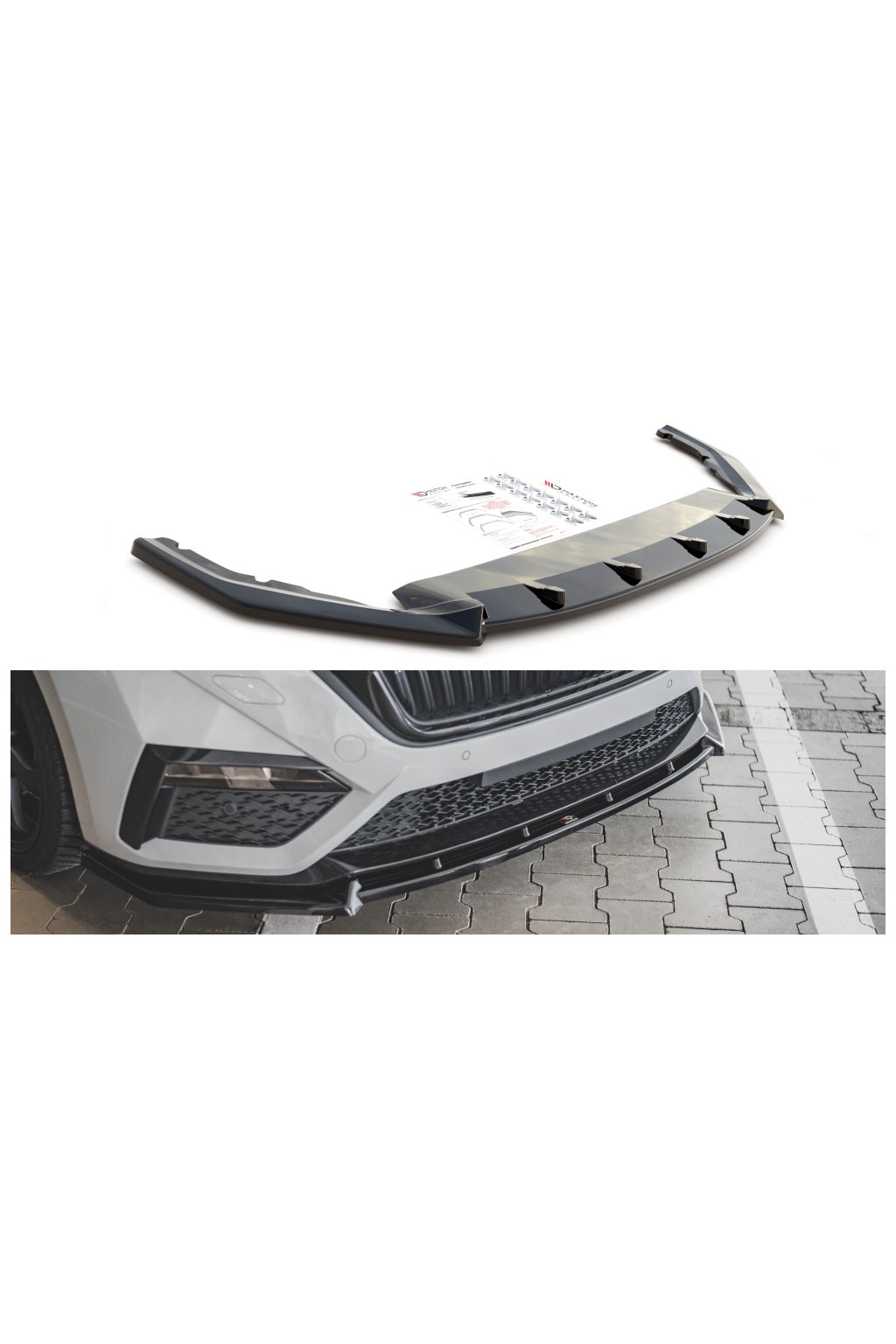 Maxton Design Spoiler Pod Přední Nárazník Ver 1 Pro Škoda Octavia Rs Mk4 Carbon Look Rsr