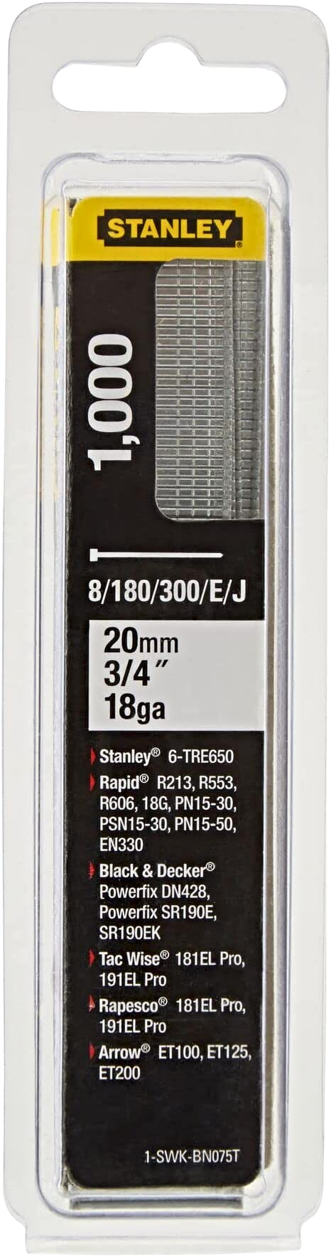 STANLEY 1-SWKBN075T kolářské hřebíčky typ J, 1000 ks - délka 20mm Obrázek