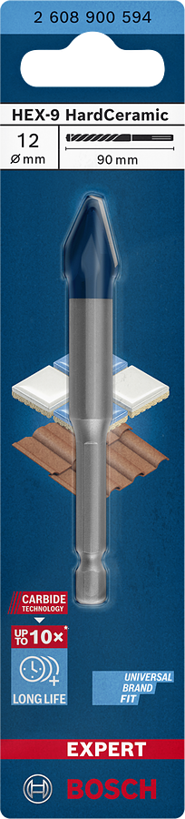 BOSCH Expert 12x90mm vrták na obklady a dlaždice HEX-9 HardCeramic (1 ks) Obrázek
