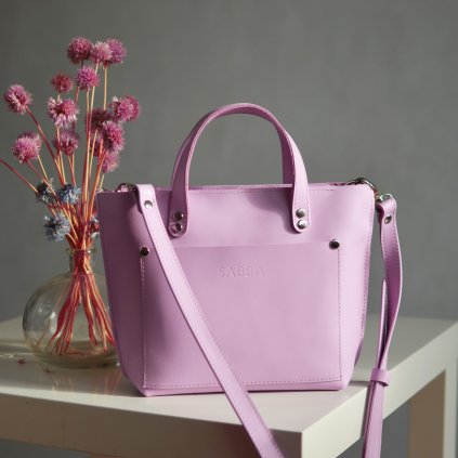 kožená kabelka ružová fialová