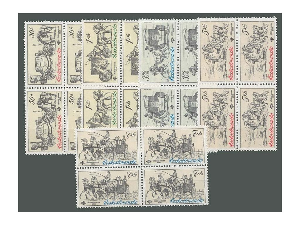 1981, 50h-7Kčs Poštovní vozy, 4bloky, **
