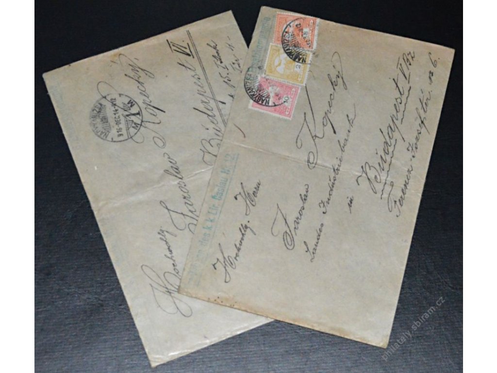 1916, 2 kusy dopisů PP vyfr. zn. Turul