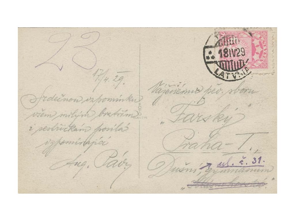 Latvija, 1929, DR Riga, pohlednice vyfr. zn. 20S