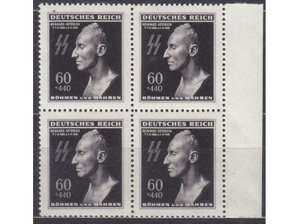 1943, 60h Heydrich, kraj. 4blok s 2krát DV - vajíčko, Nr.111DV2, **
