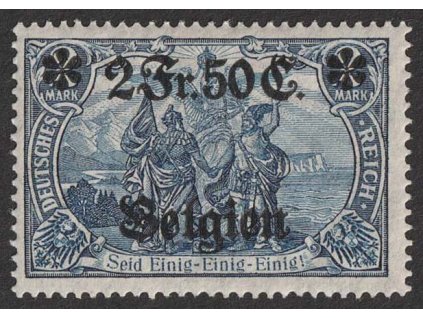 Belgien, 1914, 2F50C/2M modrá, MiNr.9, * po nálepce