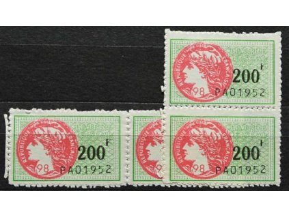 Francie, 1952, 4 ks kolků 200F PAO 1952, (*)