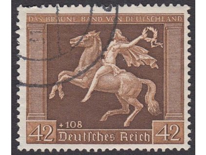 1938, 42 Pf Hnědá stuha, MiNr.671y, razítkované