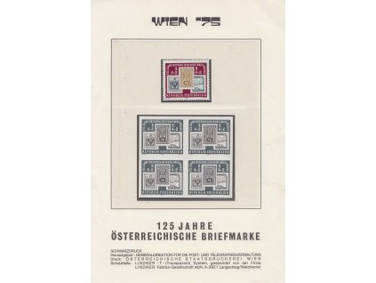 1975, 4 S 125. výročí rakouské známky, černotisk, 4blok