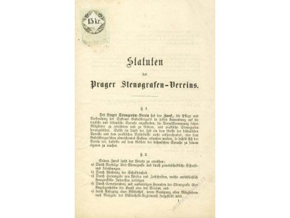 1862, Statuten s kolkem 15Kr, přeloženo, A5