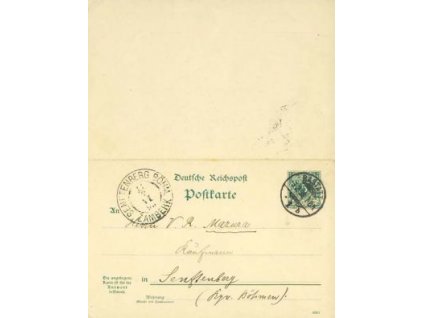 1898, DR Rastatt, dvojitá dopisnice, prošlá