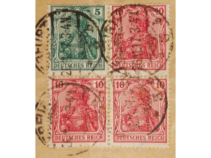 1905, 5 a 10Pf Germanie, výstřižek, DR Erfurt