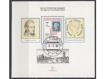 1990, 7Kčs aršík Výročí známky, Nr.A2940, razítkované, denní razítko, ilustrační foto