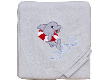Froté ručník - Scarlett delfín s kapucí - šedá