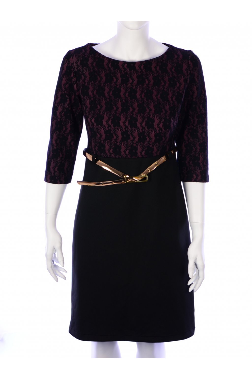 Šaty fialovo-černé s krajkou Adika vel. 40