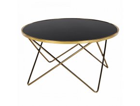 Konferenční stolek ROSALO - gold chrom zlatá/černá