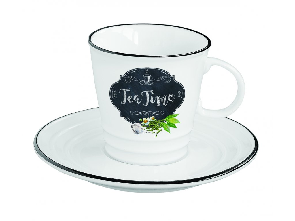 Easy Life - Porcelánový šálek a podšálek na čaj Kitchen Basic - 300 ml