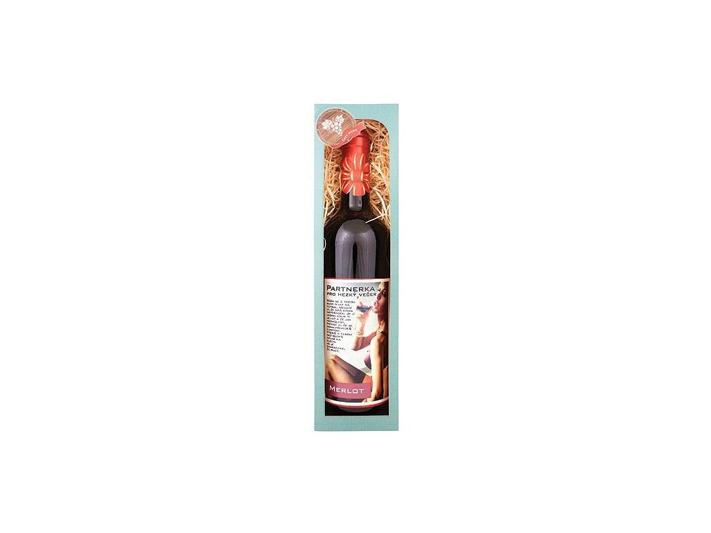 Bohemia Gifts Dárkové červené víno 0,75 l Merlot - Partnerka pro večer