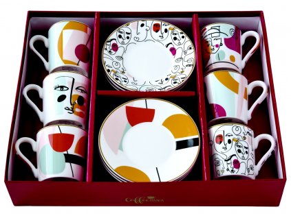 Easy Life - Porcelánové šálky a podšálky na kávu Modernism - 6*100 ml