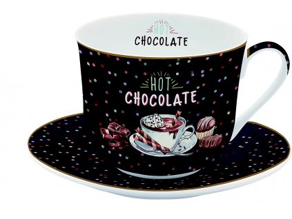 Easy Life - Porcelánový hrnek s podšálkem Hot Chocolate - 400 ml