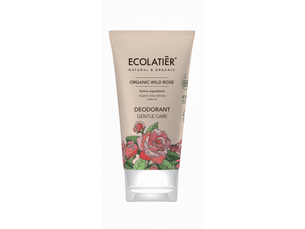 ECOLATIER - Organický deodorant, jemná péče, DIVOKÁ RŮŽE, 40 ml, EXPIRACE