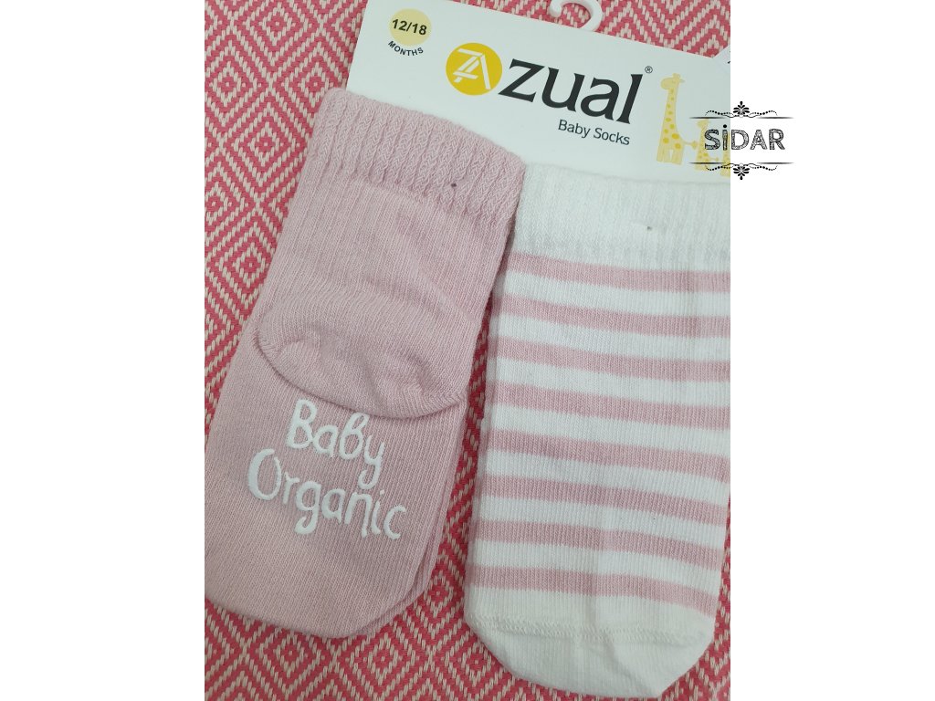 Ponožky 12-18měsíců s příměsí elastanu-růžové proužky