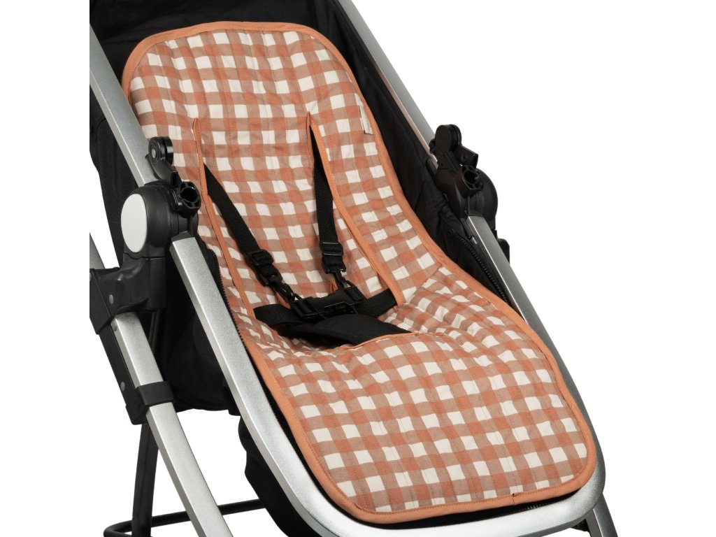 Hyde park universal stroller pad terracotta checks nobodinoz 6 8435574926715