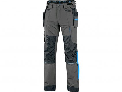 Pracovní kalhoty CXS Naos - šedá/černá/HV modré doplňky