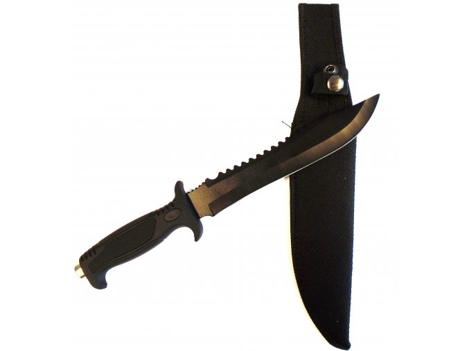 Velký nůž s pouzdrem a gumovou rukojetí 35 cm