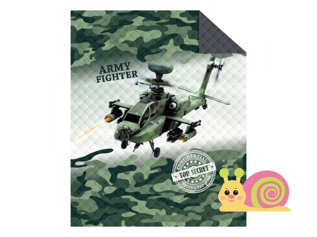 Prehoz na posteľ Army vrtuľník, 170/210 cm