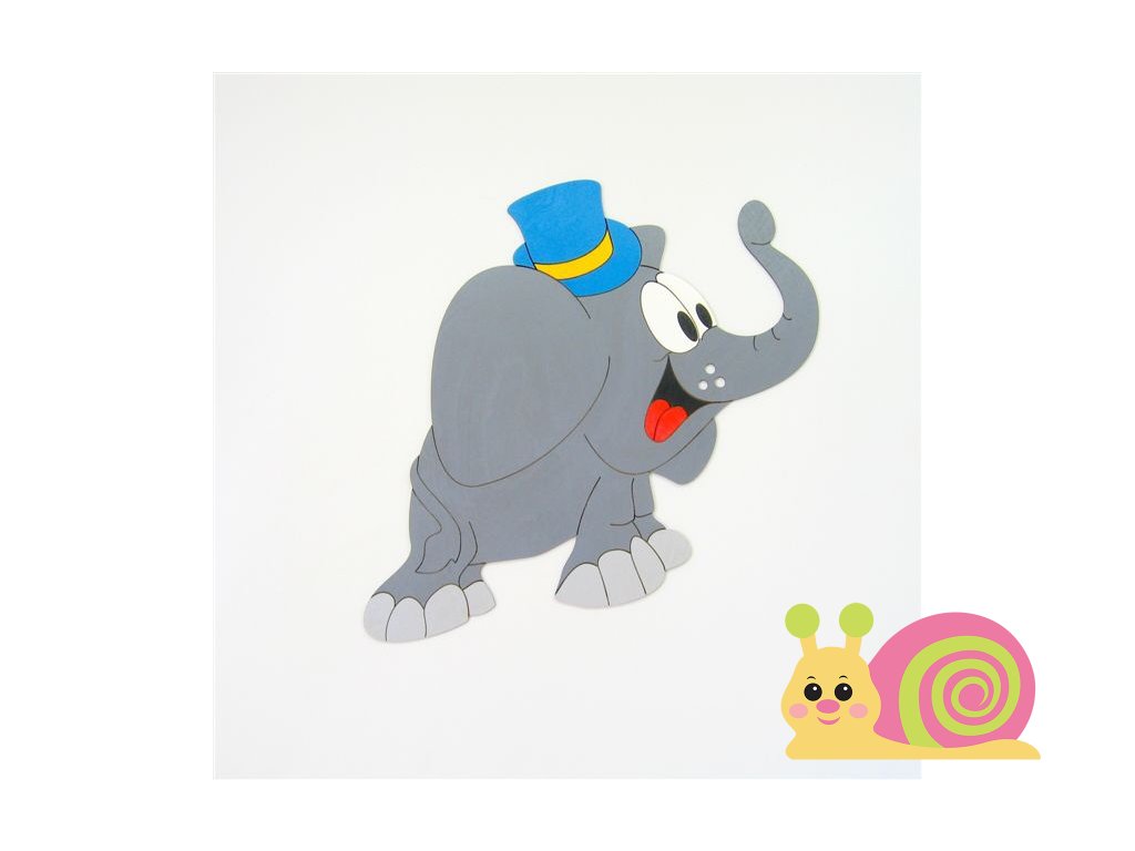 dekoracia na stenu slonik s klobukom a4